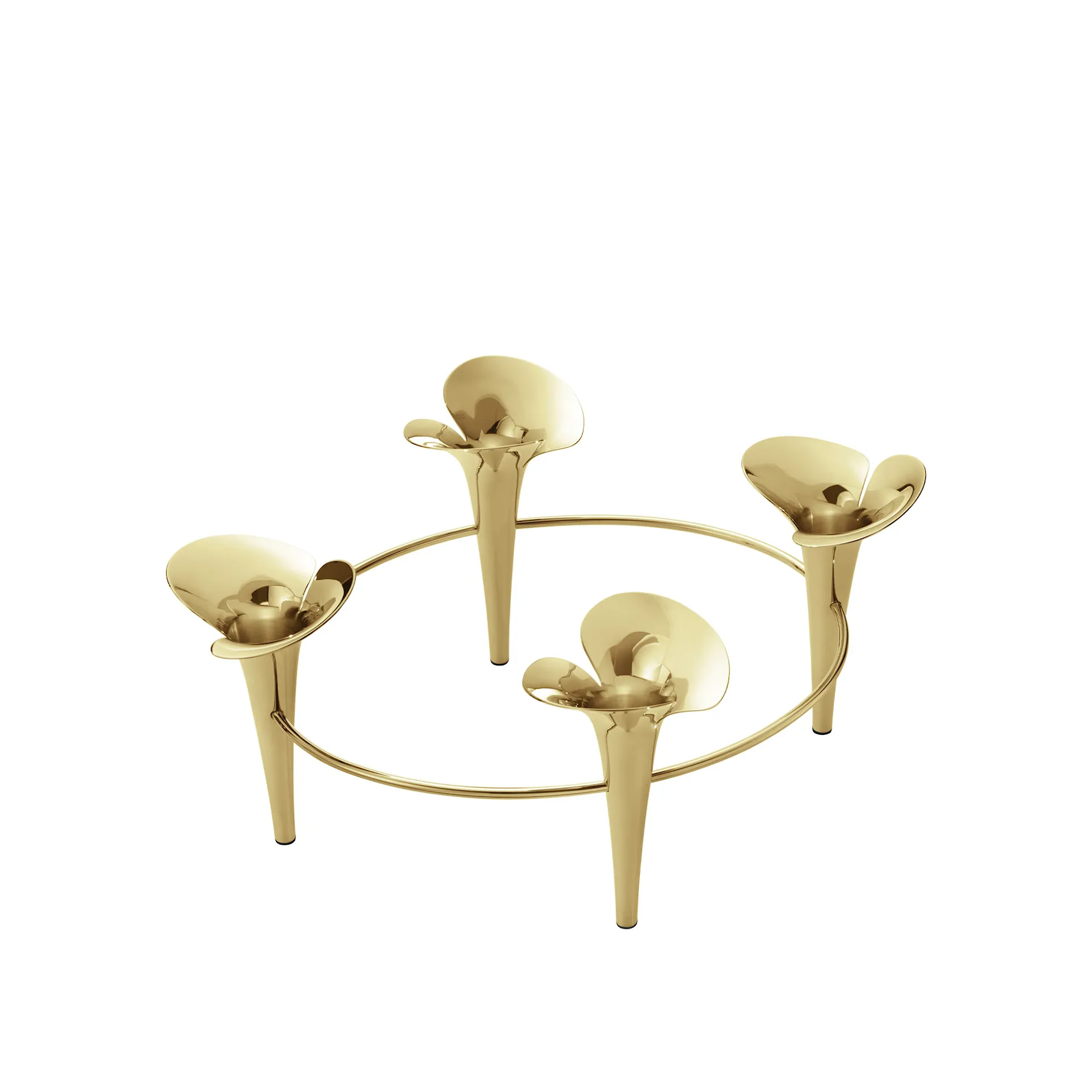 Bloom Botanica Taper Candleholder, 4 Candles, Gold - Georg Jensen - NO GA