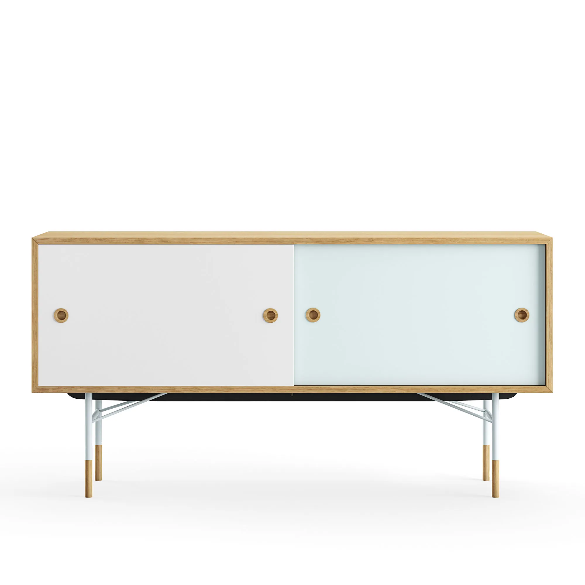 Sideboard utan lådor Dark oiled oak White/Light Blue - 1