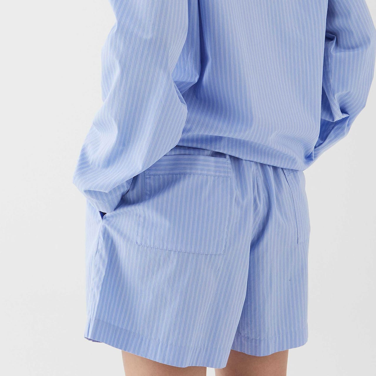 Poplin Pyjamas Shorts Blue Pin Stripes