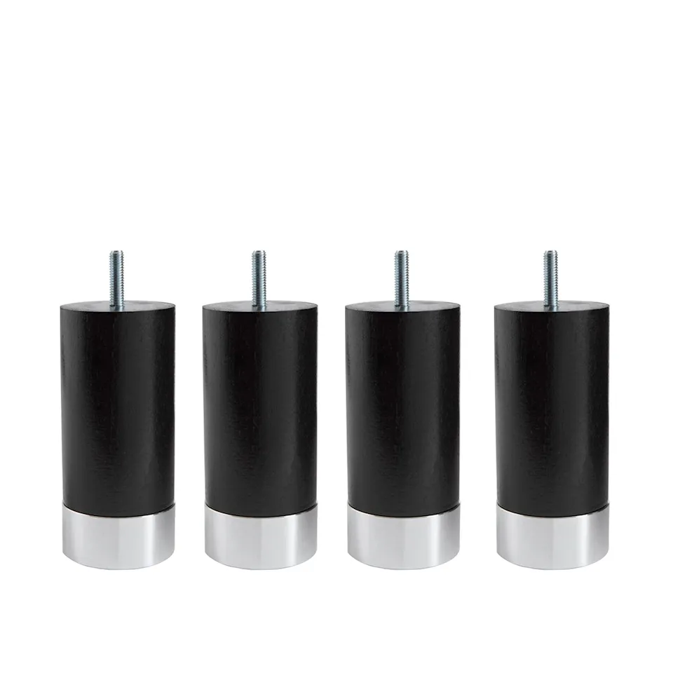 Cylinder Sängben Svart med Alu. 4-pack