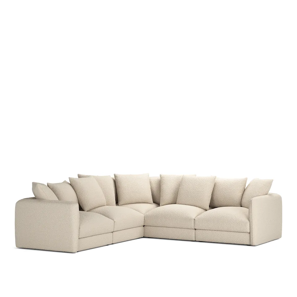 Pavarotti 5-Seater Corner Ascot White Fixed Upholstery