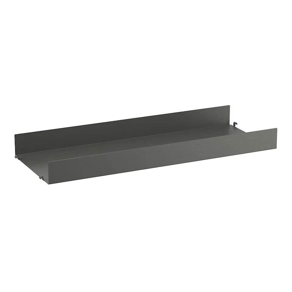 Metallhyllplan 78x30cm hög kant mörkgrå