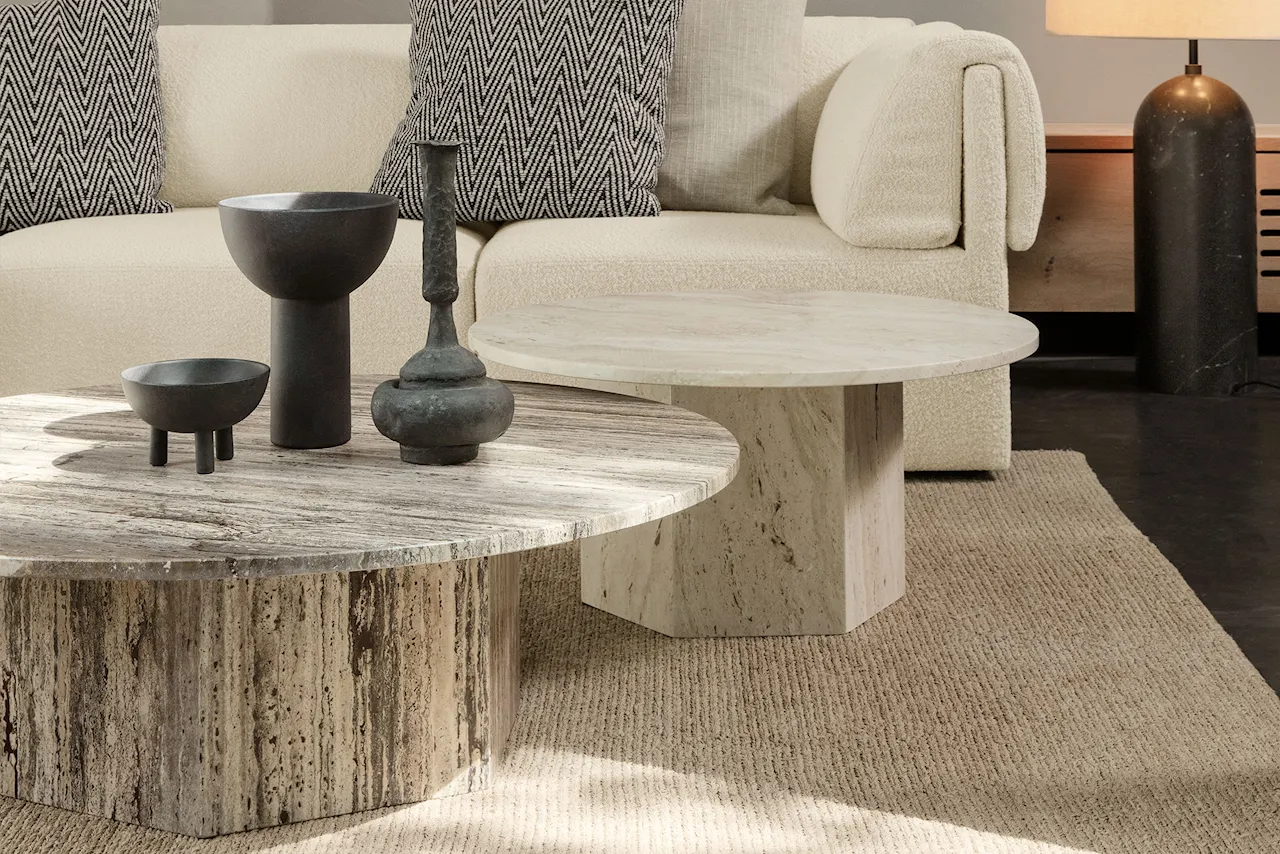 Epic Coffee Table, Round Ø80, White Travertine Stone