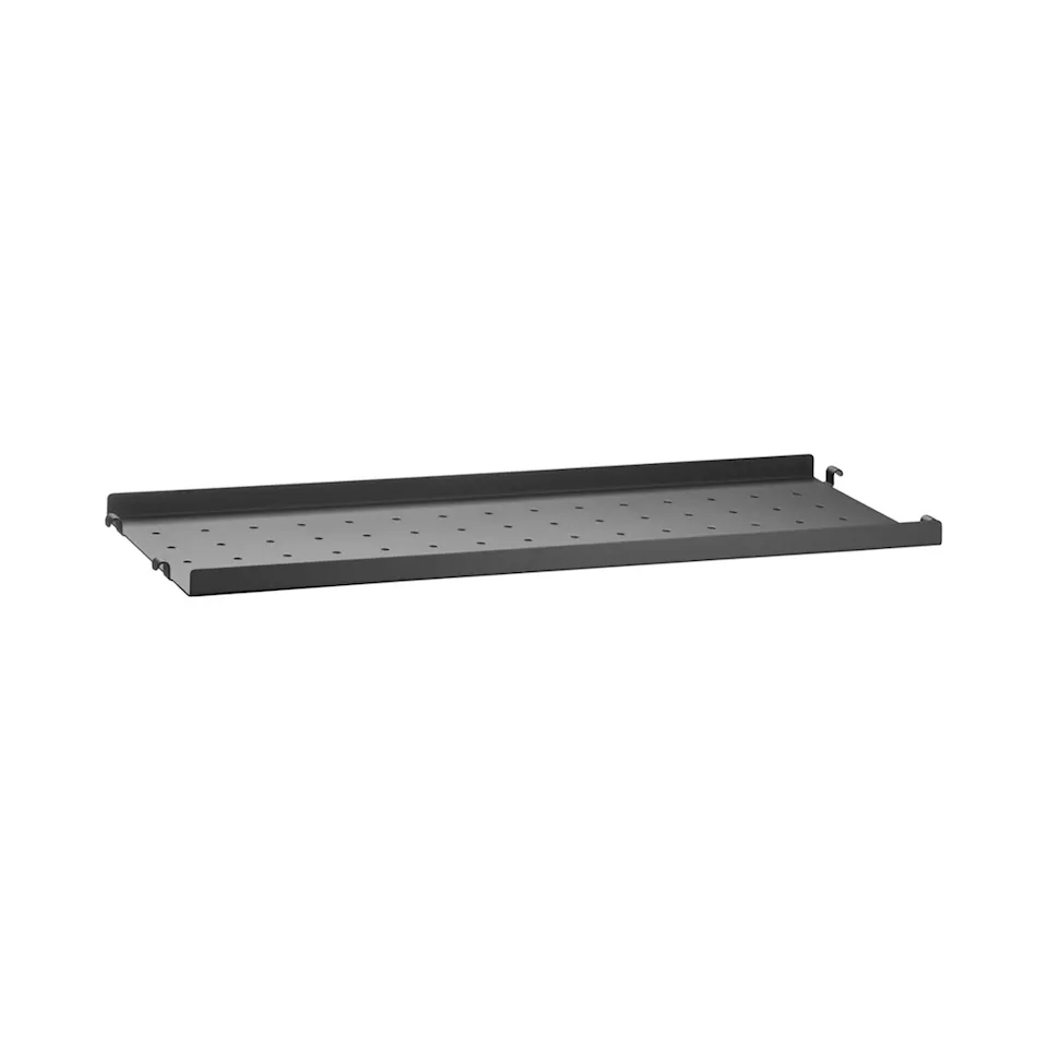 Metallhyllplan låg kant 58 x 20 cm svart