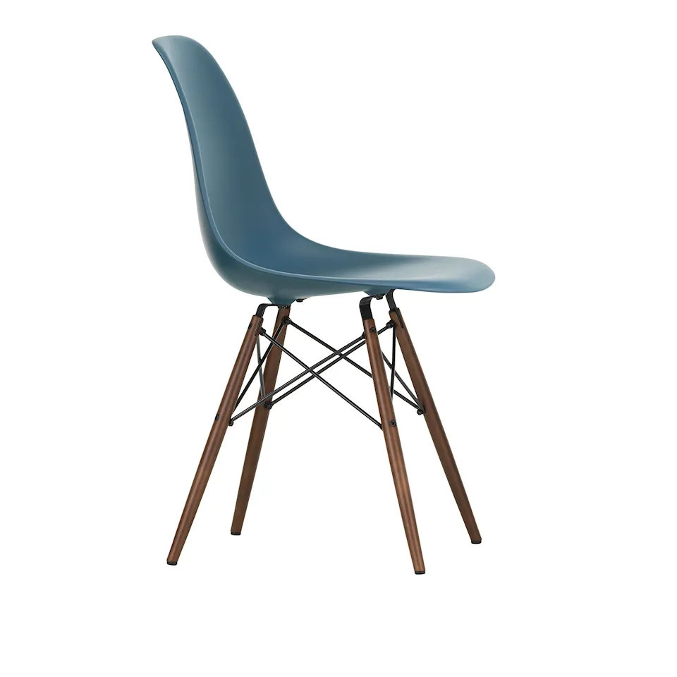 Eames Plastic Chair DSW - 83 Sea Blue - Dark Maple