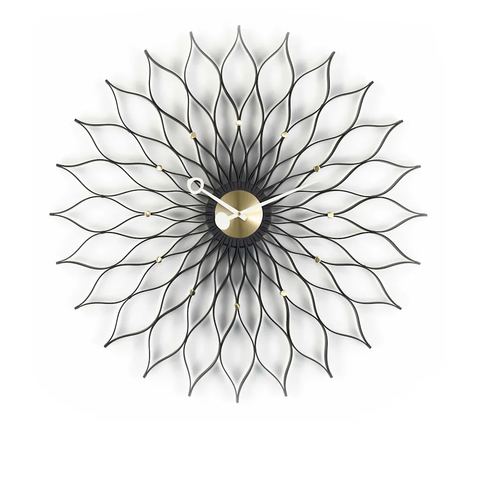 Sunflower Clock, Black/brass