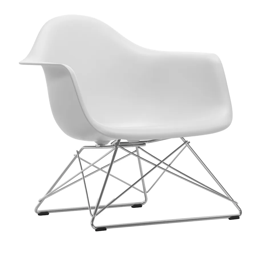 Eames RE Plastic Armchair LAR 85 Cotton White, Chrome
