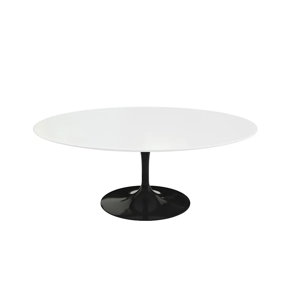 Saarinen Oval Table - Soffbord, Svart underrede, skiva i Vit laminat