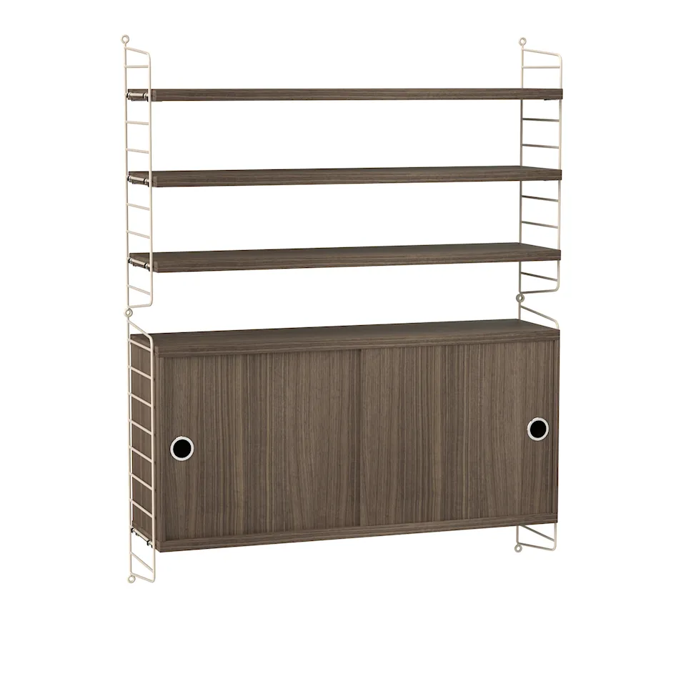 Vardagsrum hyllsystem I valnöt/beige