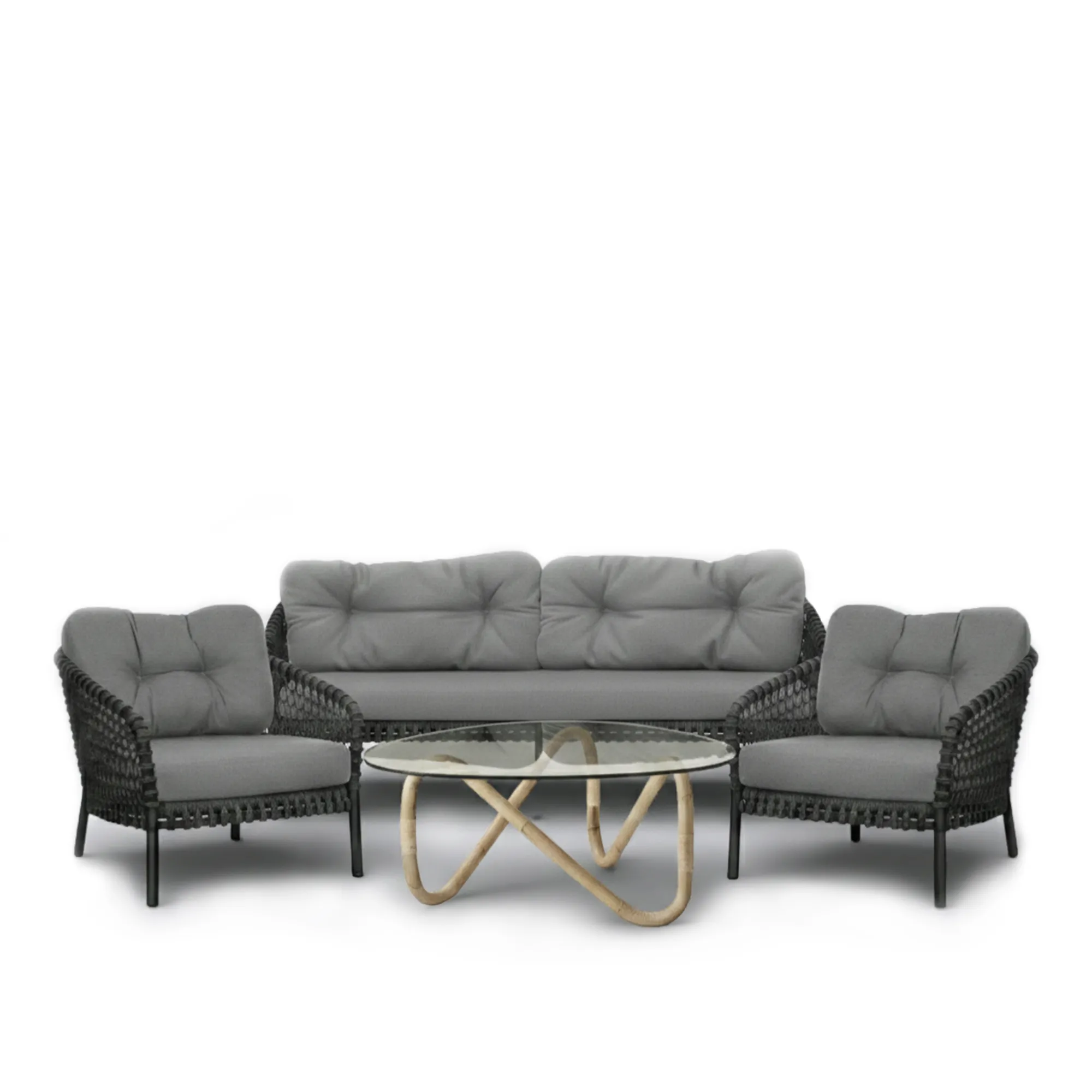 Ocean 3-sitssoffa, Ocean large loungefåtölj 2 st & Wave soffbord - 1