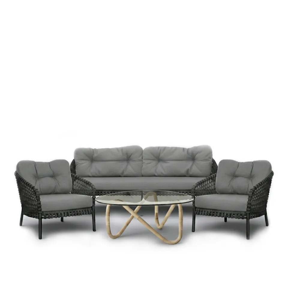 Ocean 3-sitssoffa, Ocean large loungefåtölj 2 st & Wave soffbord